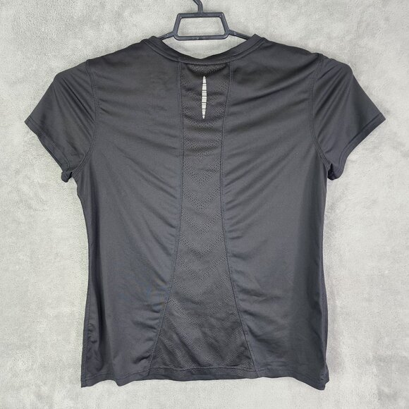 Womens Black Danskin Now Semi-Fitted Shirt Top Short Sleeve Activewear Size L - Picture 5 of 8